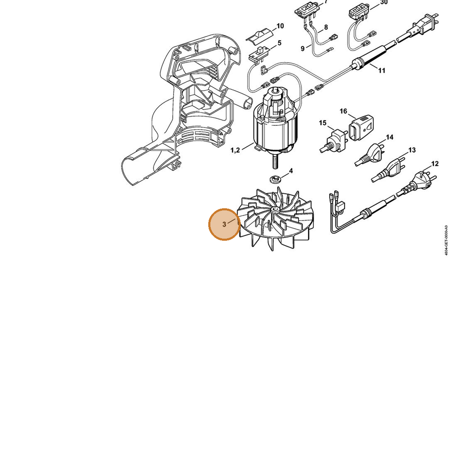 STIHL part 4811-700-3401 — IPL diagram snippet (6x zoom, amber highlight)