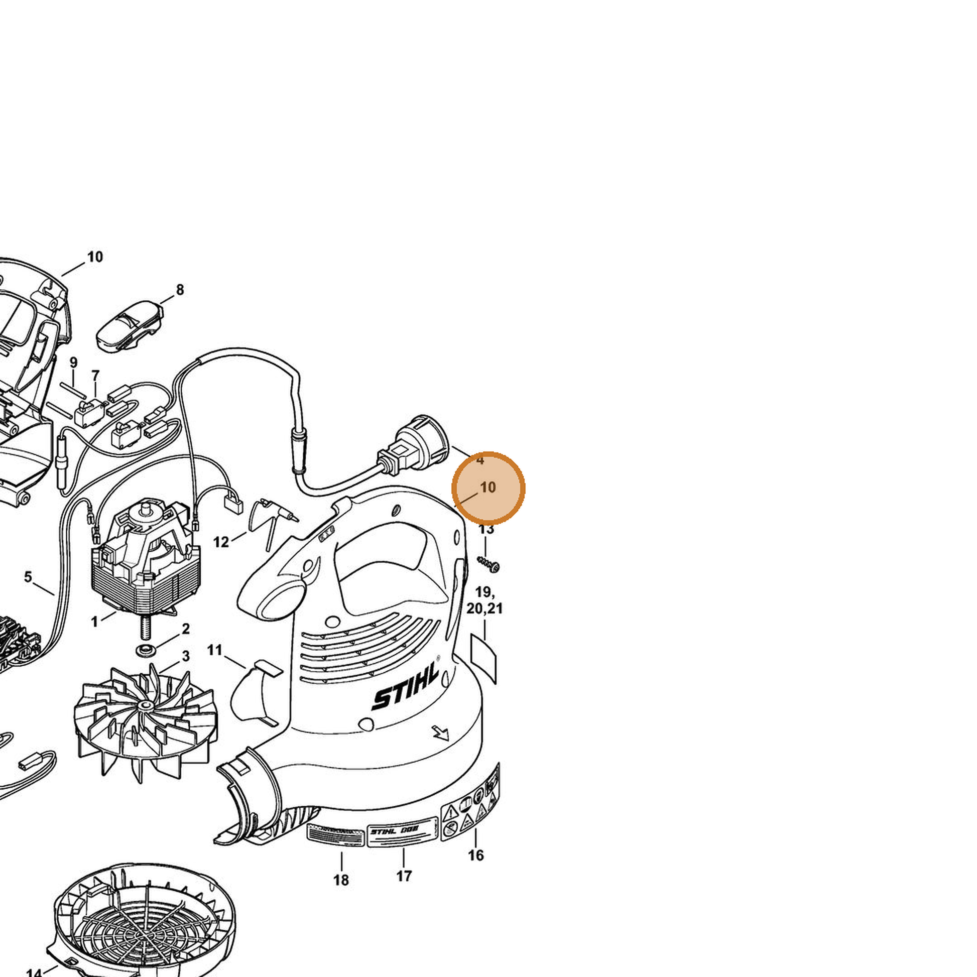 STIHL part 4811-700-4128 — IPL diagram snippet (6x zoom, amber highlight)