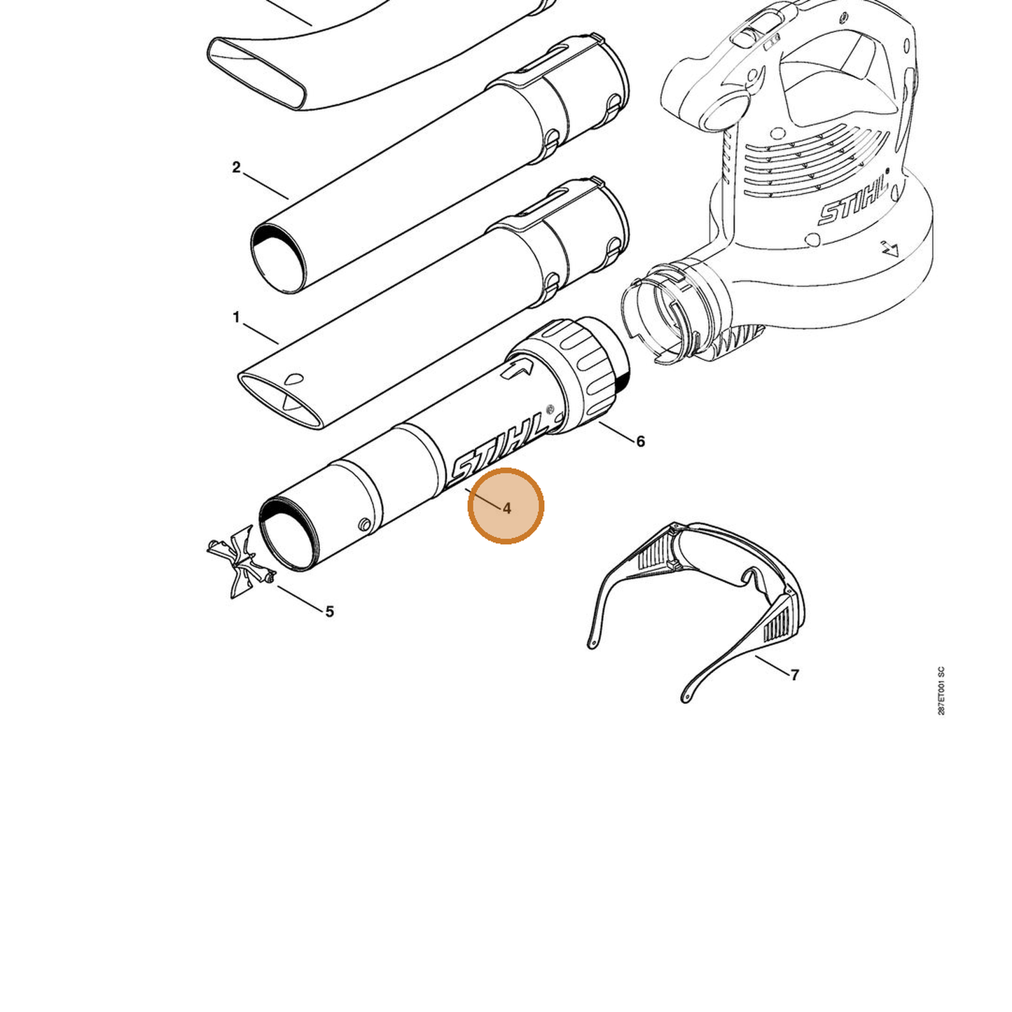 STIHL part 4811-760-8201 — IPL diagram snippet (6x zoom, amber highlight)