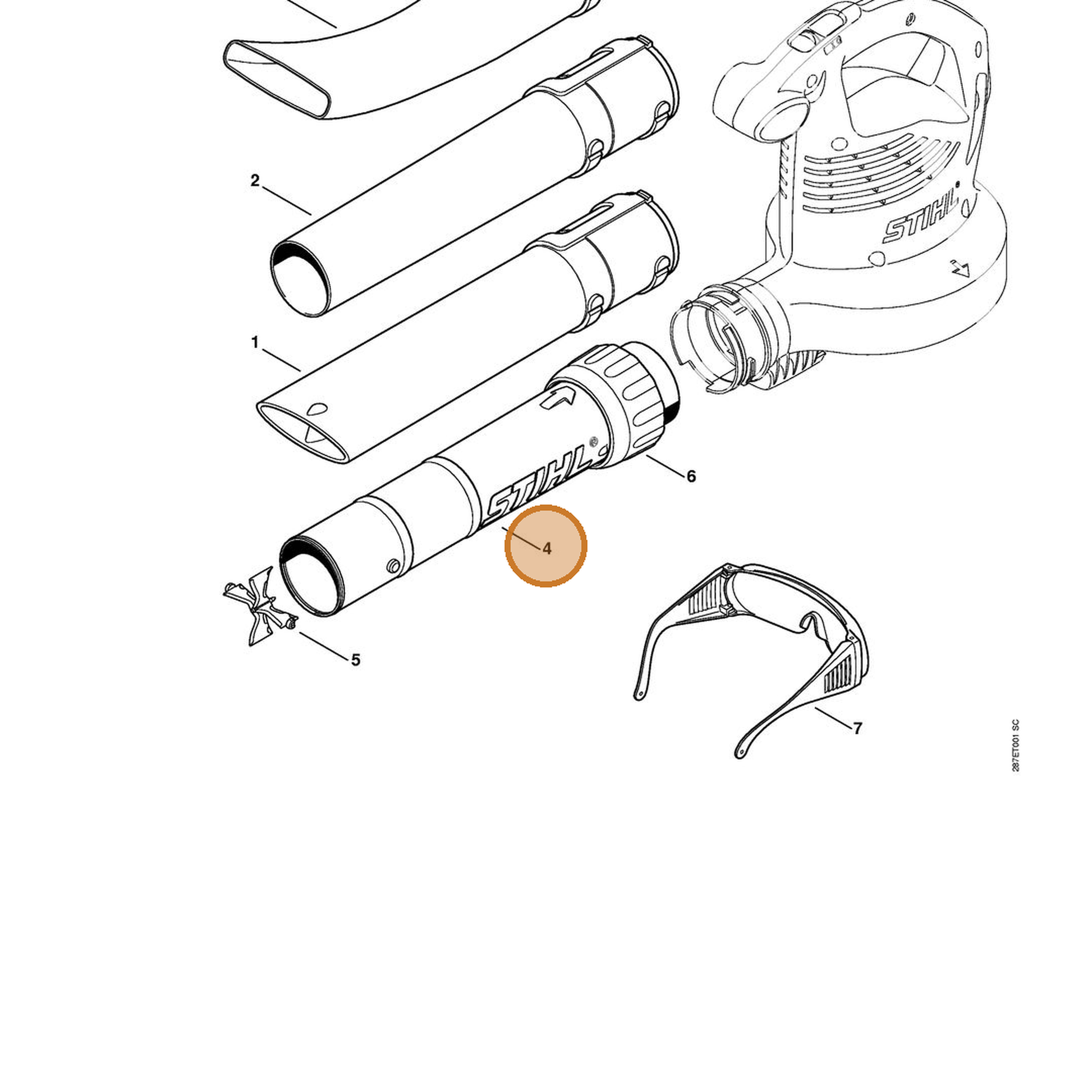 STIHL part 4811-760-8201 — IPL diagram snippet (6x zoom, amber highlight)