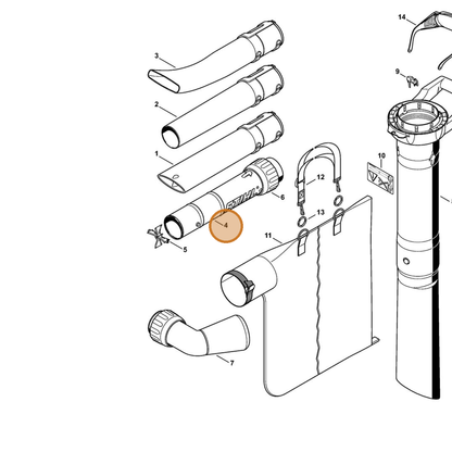 STIHL part 4811-760-8203 — IPL diagram snippet (6x zoom, amber highlight)