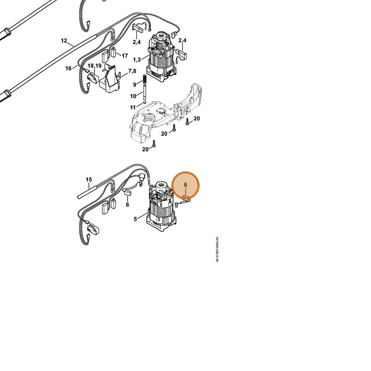 STIHL part 4812-007-1000 — IPL diagram snippet (6x zoom, amber highlight)