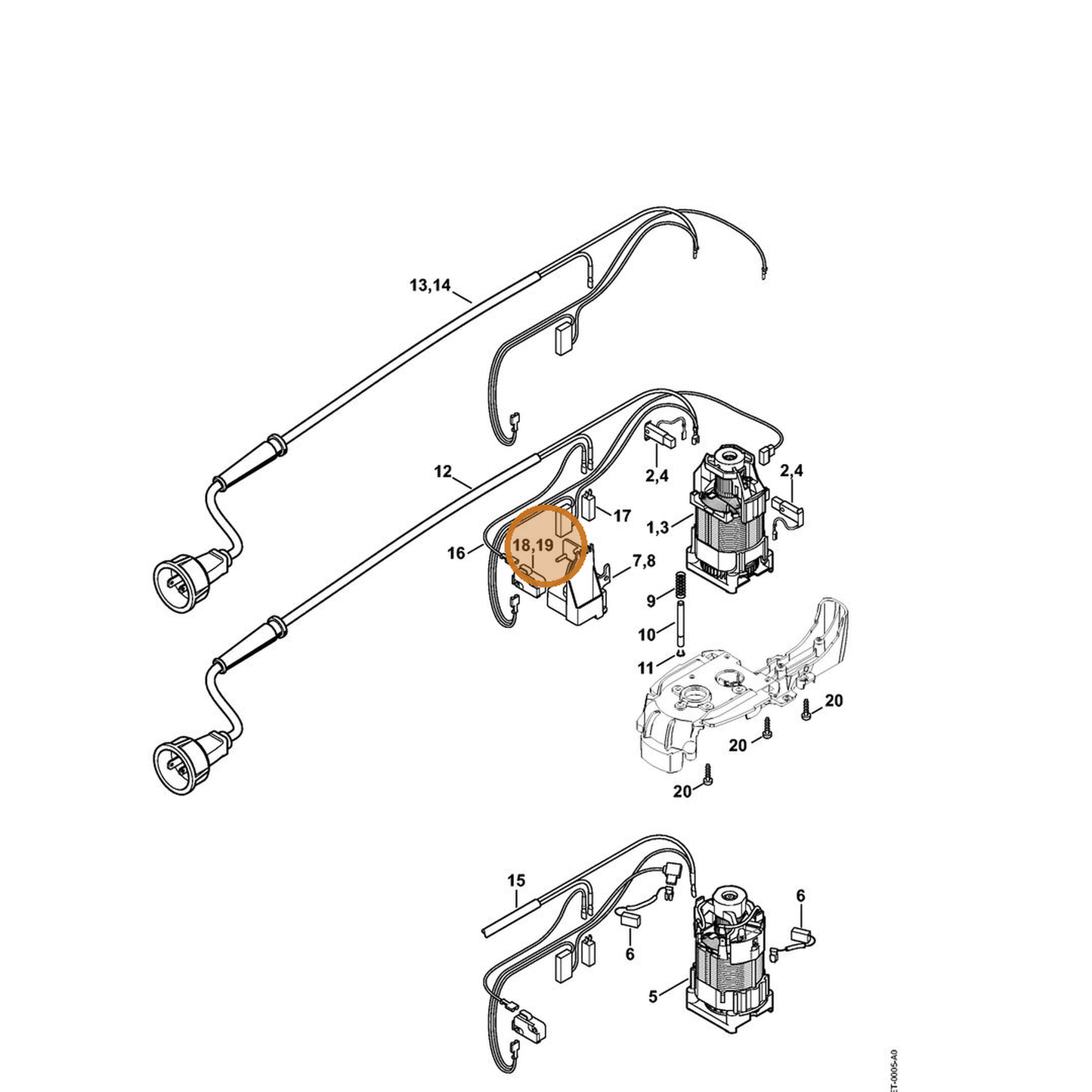 STIHL part 4812-435-0300 — IPL diagram snippet (6x zoom, amber highlight)