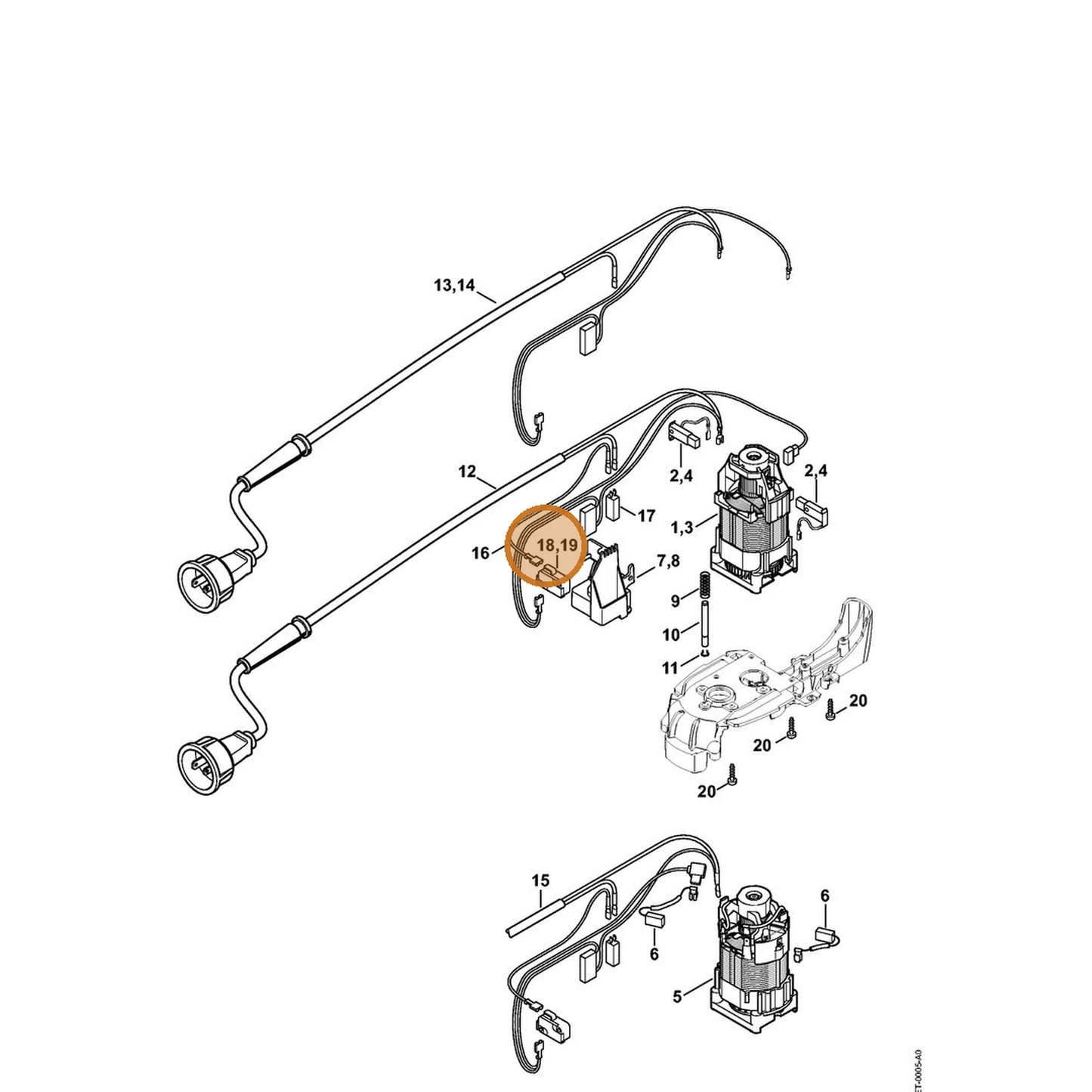 STIHL part 4812-435-0301 — IPL diagram snippet (6x zoom, amber highlight)