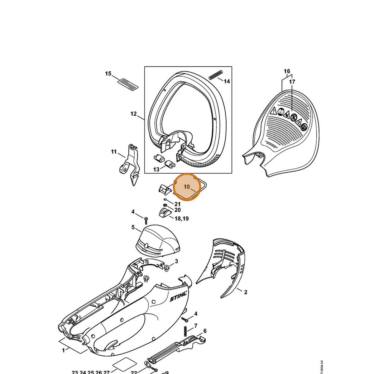 STIHL part 4812-435-1500 — IPL diagram snippet (6x zoom, amber highlight)