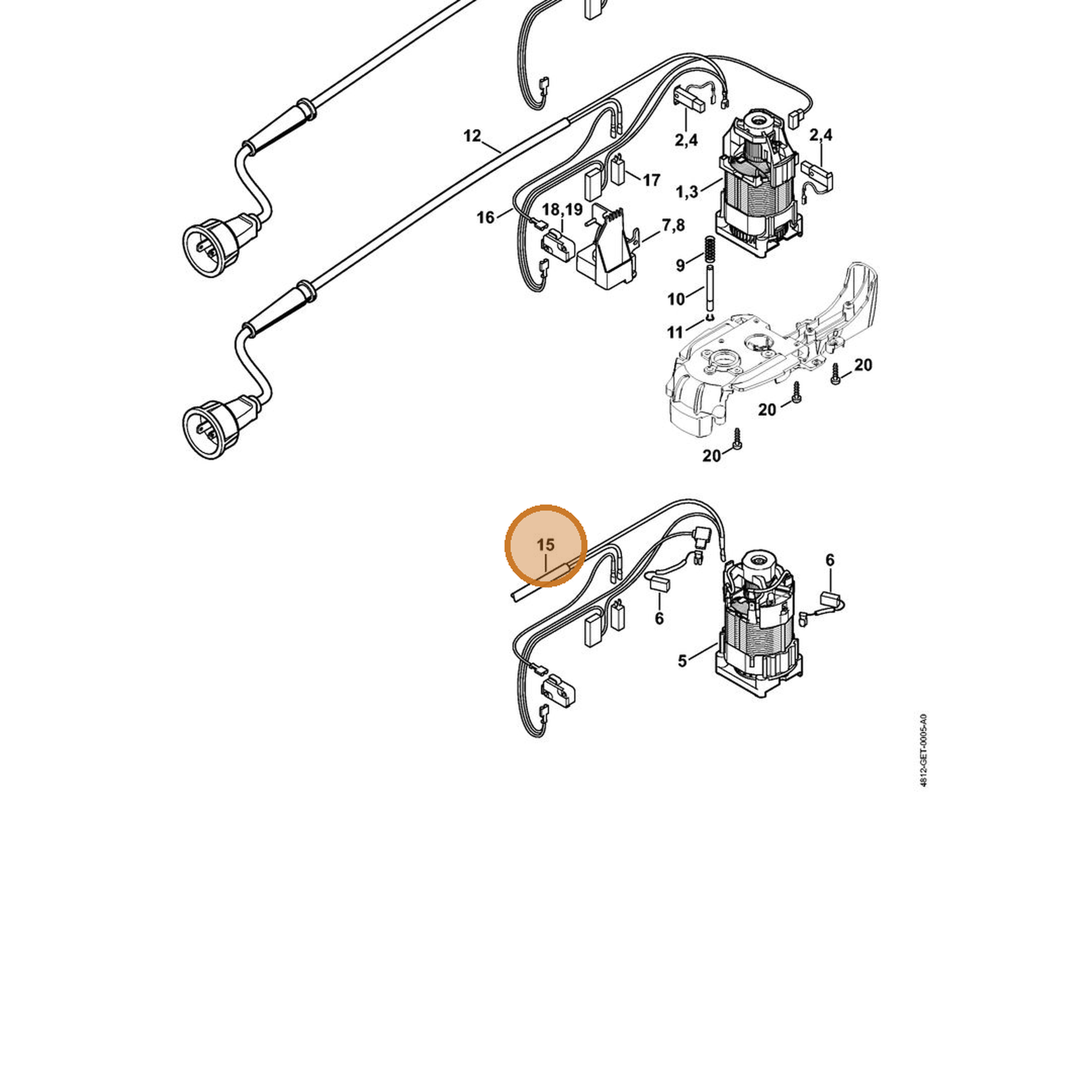 STIHL part 4812-440-3000 — IPL diagram snippet (6x zoom, amber highlight)