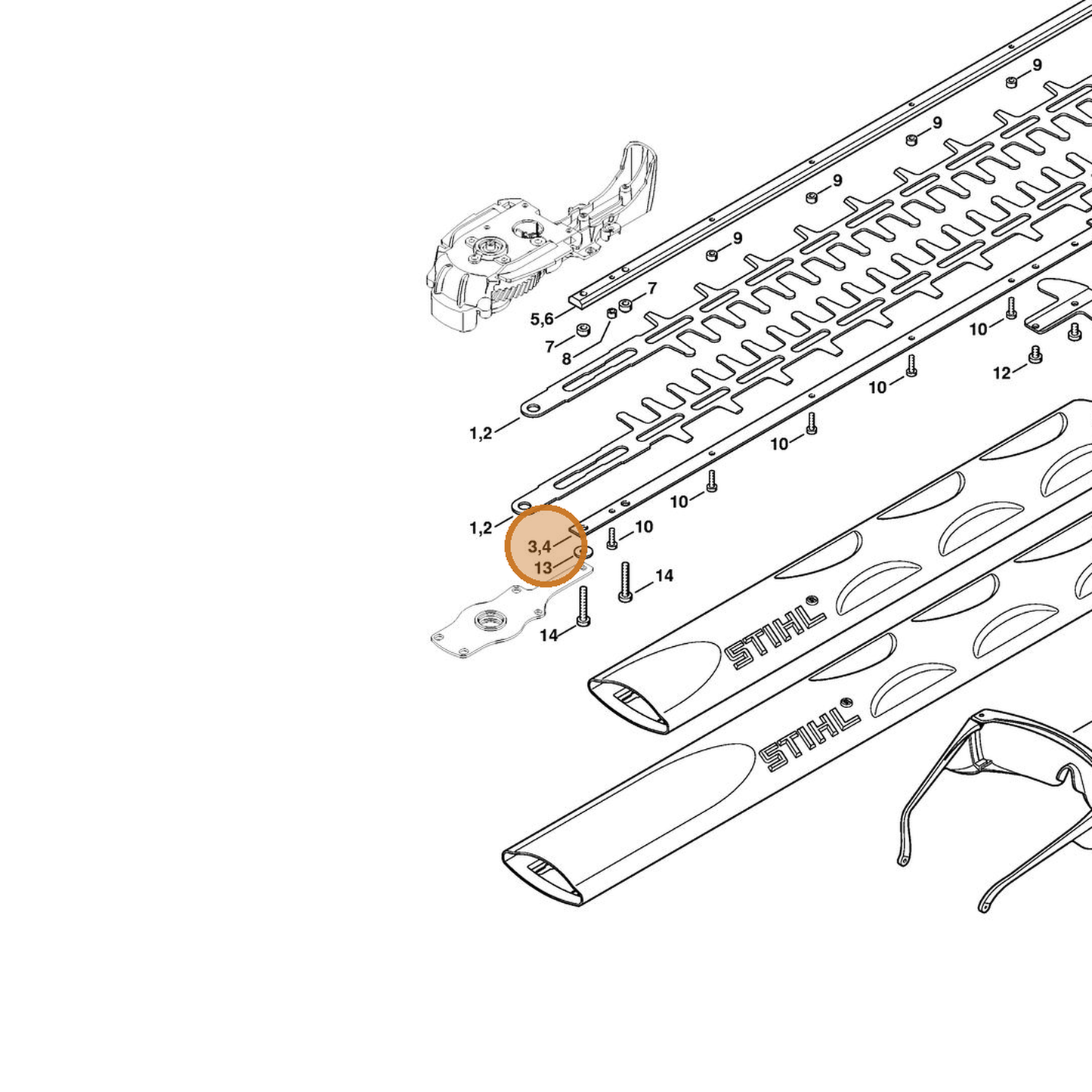 STIHL part 4812-713-6702 — IPL diagram snippet (6x zoom, amber highlight)