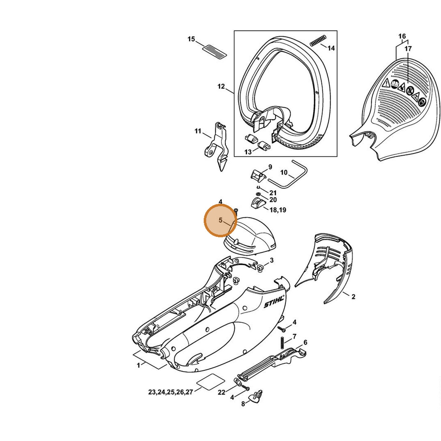 STIHL part 4812-790-5100 — IPL diagram snippet (6x zoom, amber highlight)