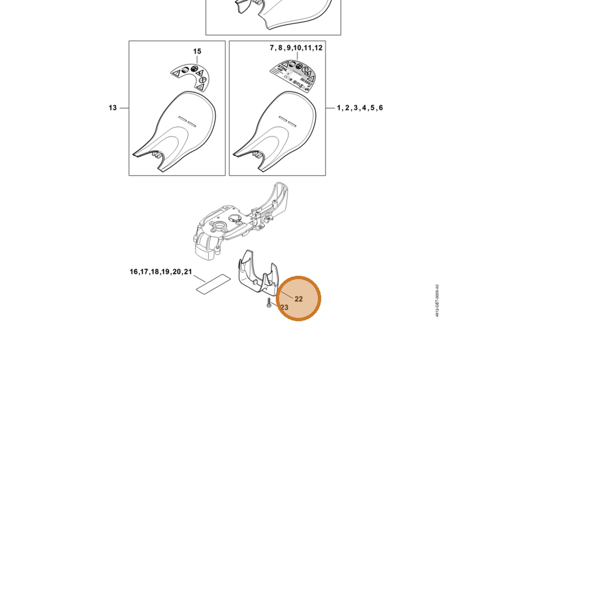 STIHL part 4812-792-9400 — IPL diagram snippet (6x zoom, amber highlight)