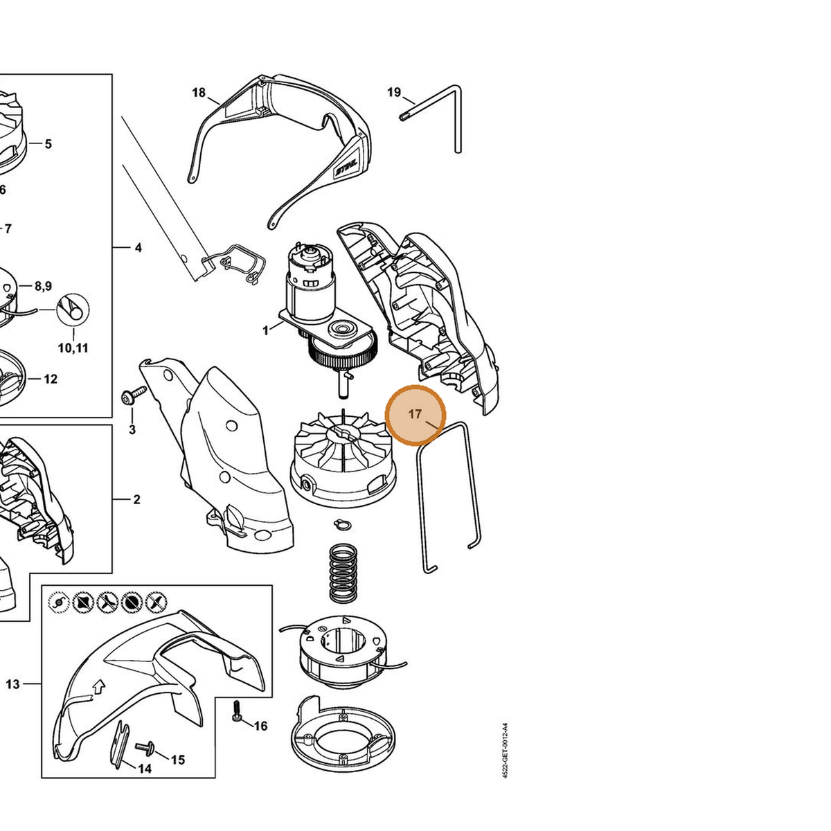 STIHL part 4816-713-3400 — IPL diagram snippet (6x zoom, amber highlight)