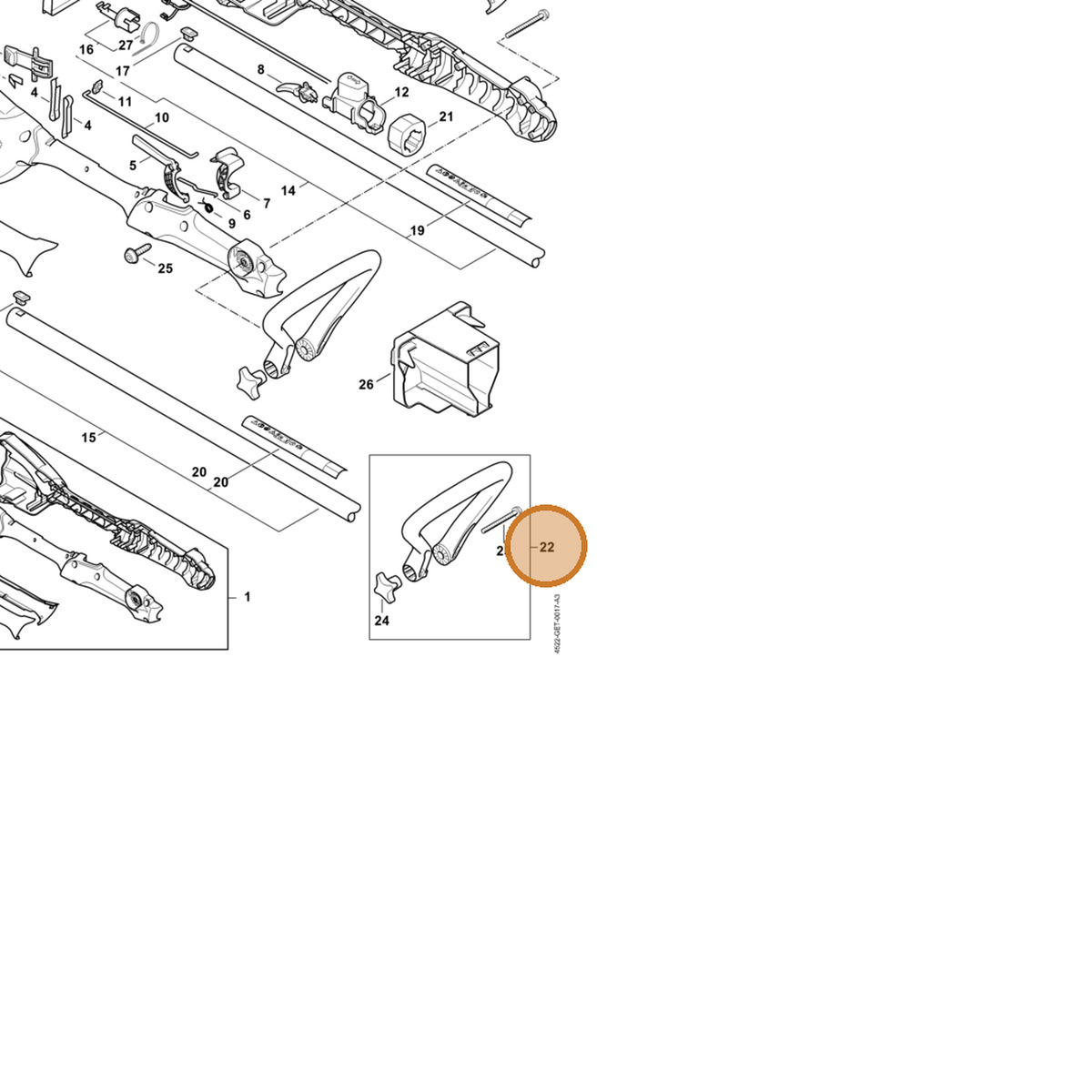 STIHL part 4816-790-1200 — IPL diagram snippet (6x zoom, amber highlight)