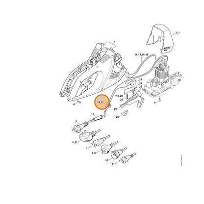 STIHL part 4818-431-3000 — IPL diagram snippet (6x zoom, amber highlight)