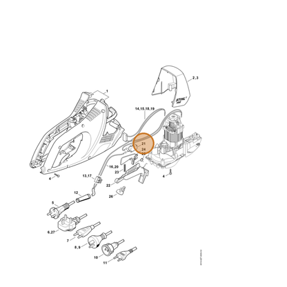 STIHL part 4818-435-0300 — IPL diagram snippet (6x zoom, amber highlight)