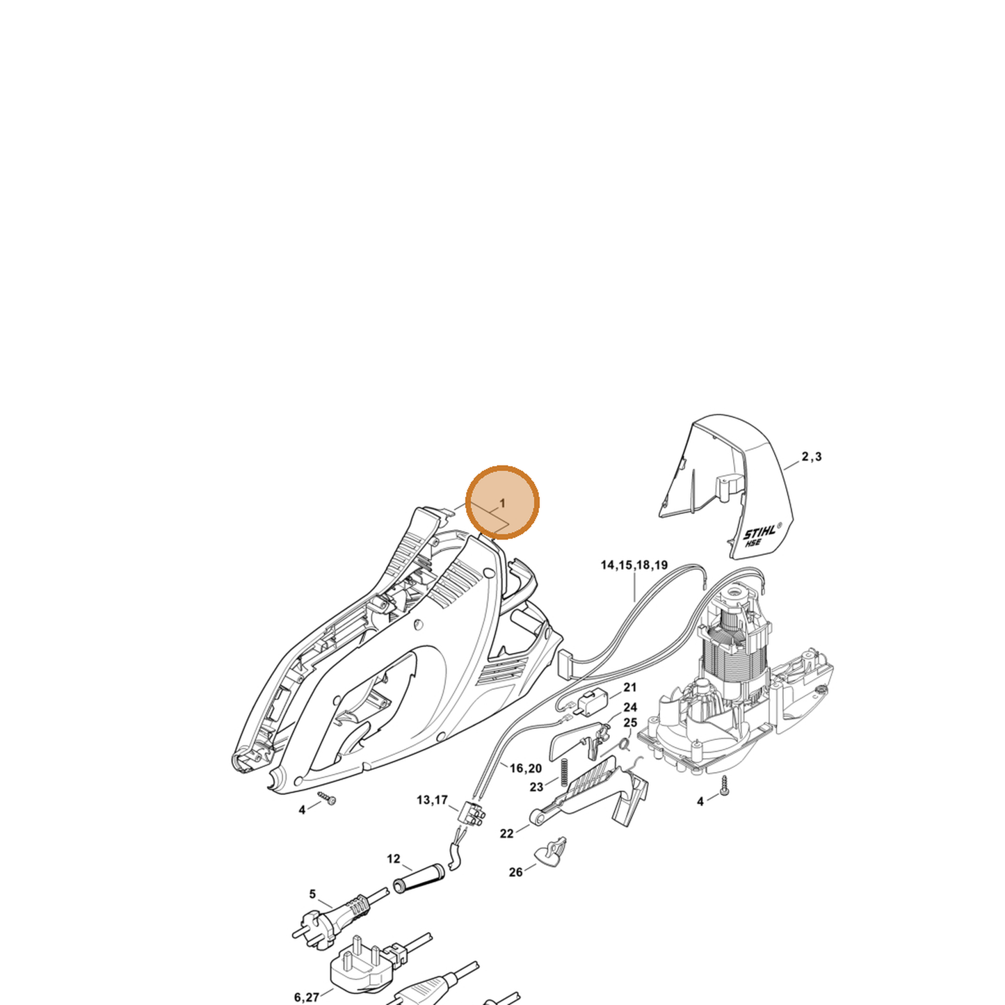 STIHL part 4818-600-0800 — IPL diagram snippet (6x zoom, amber highlight)