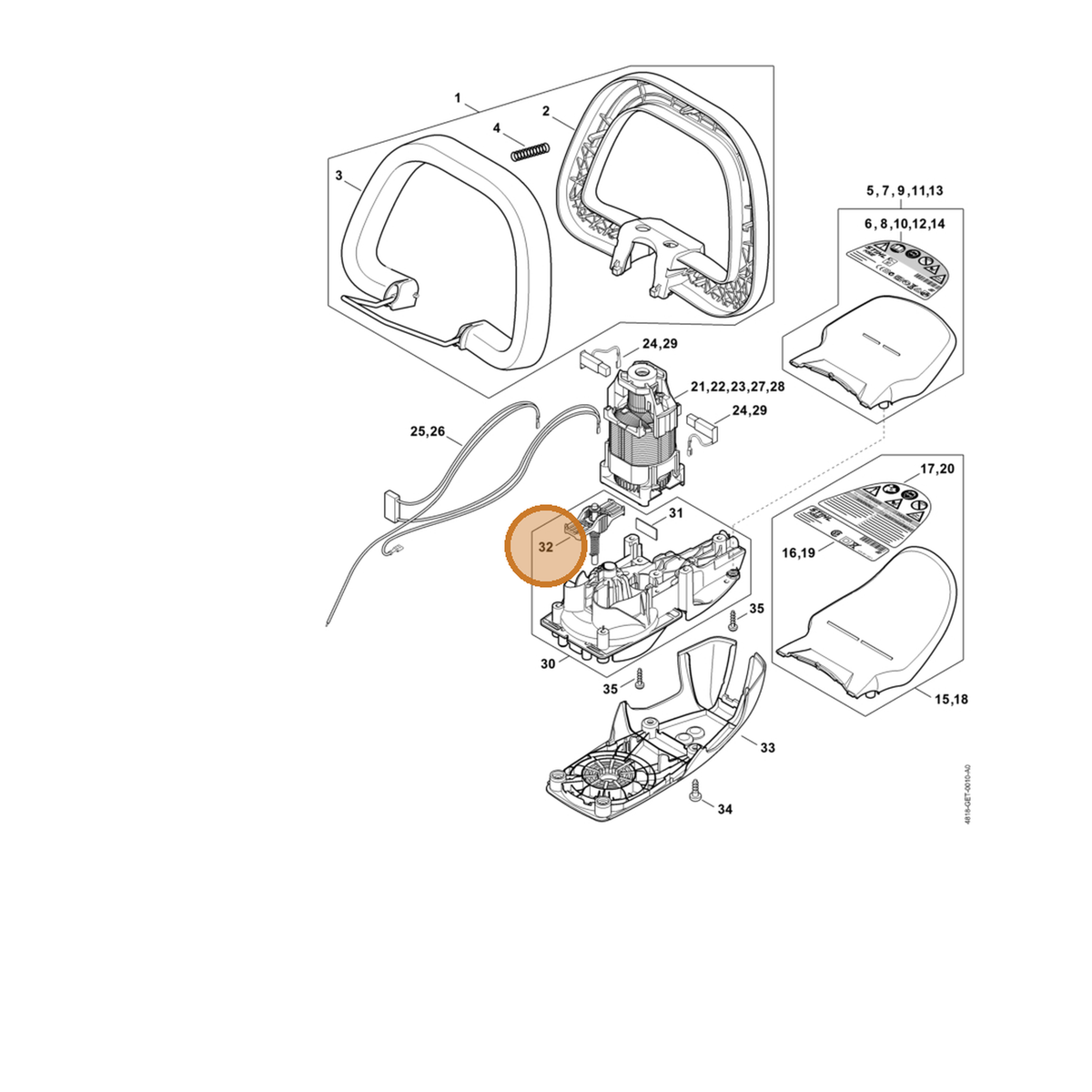 STIHL part 4818-640-6100 — IPL diagram snippet (6x zoom, amber highlight)