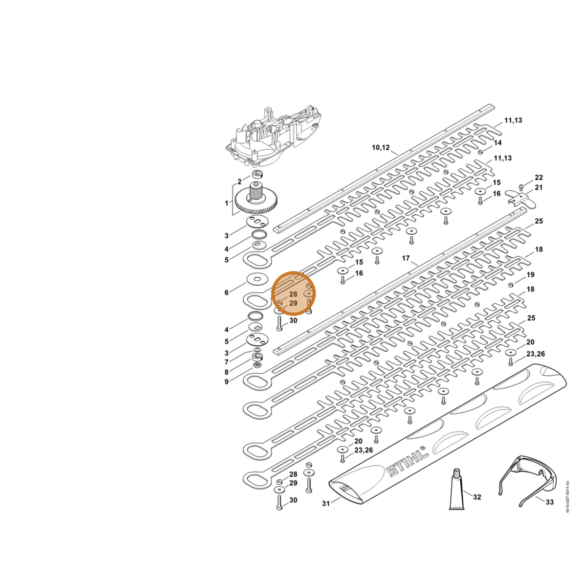 STIHL part 4818-641-4901 — IPL diagram snippet (6x zoom, amber highlight)
