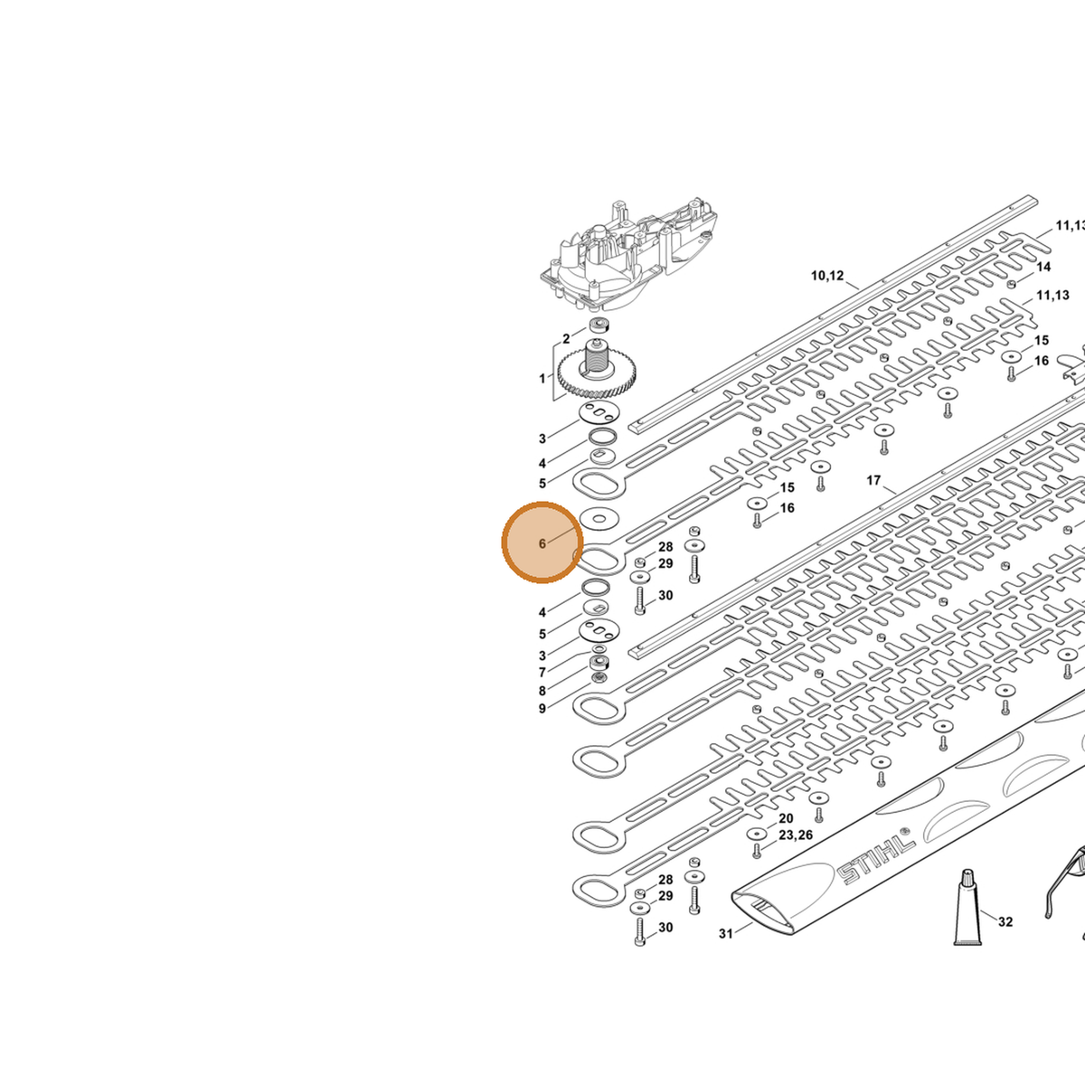 STIHL part 4818-642-8702 — IPL diagram snippet (6x zoom, amber highlight)