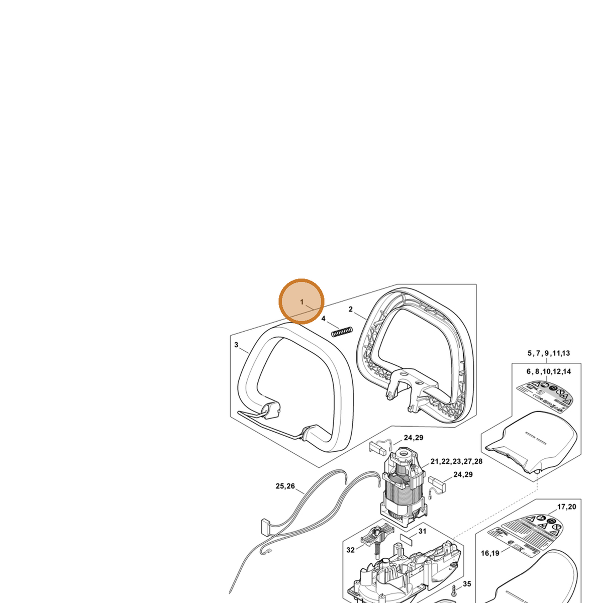 STIHL part 4818-790-1201 — IPL diagram snippet (6x zoom, amber highlight)