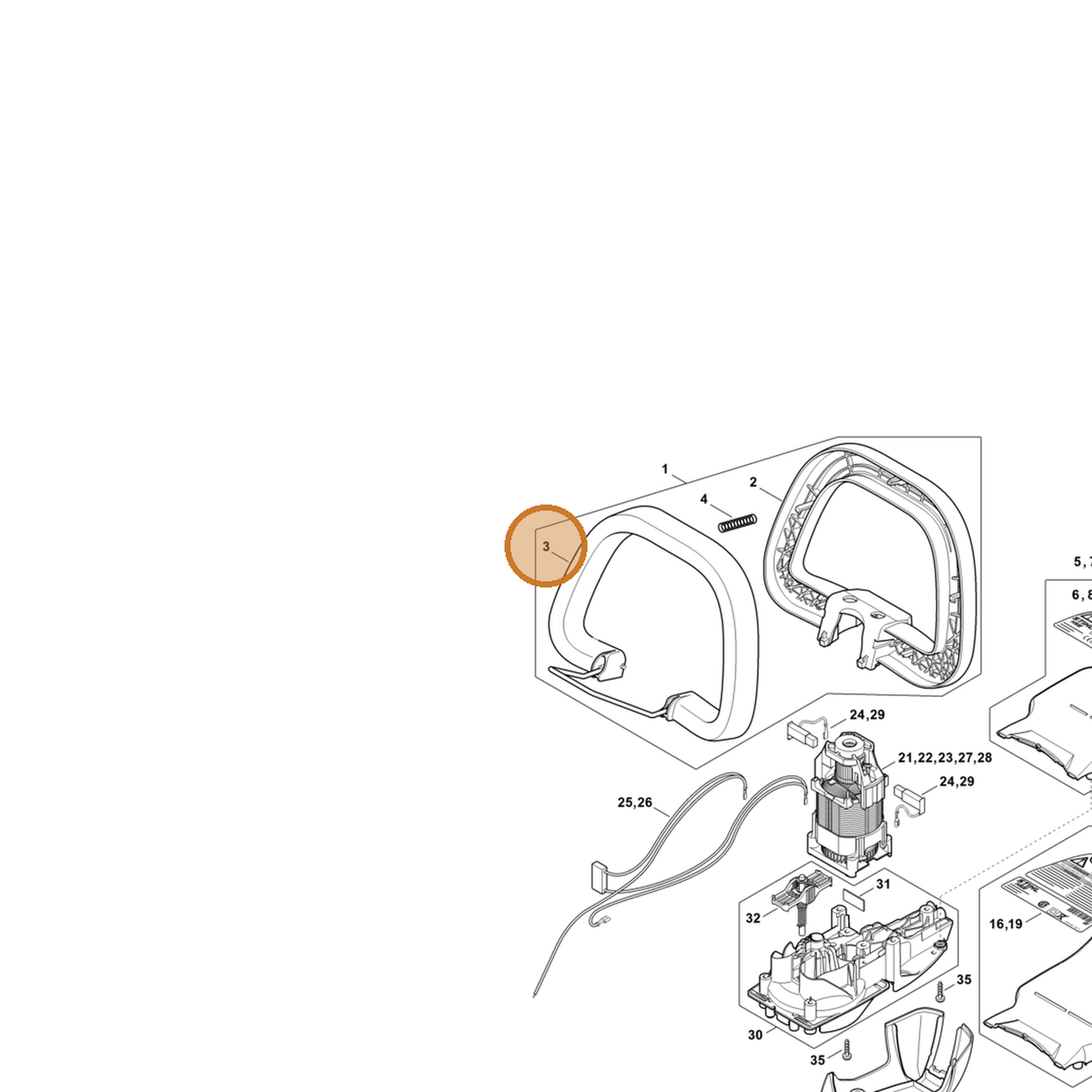 STIHL part 4818-790-8701 — IPL diagram snippet (6x zoom, amber highlight)