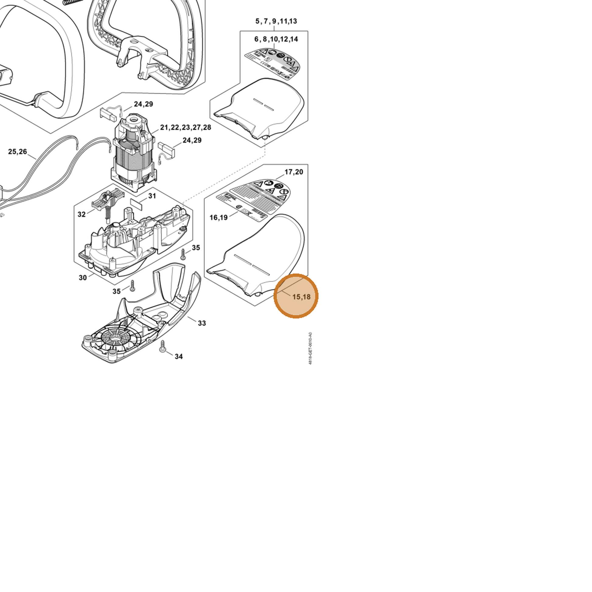 STIHL part 4818-790-9112 — IPL diagram snippet (6x zoom, amber highlight)