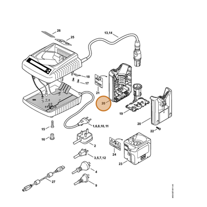 STIHL part 4850-430-3501 — IPL diagram snippet (6x zoom, amber highlight)