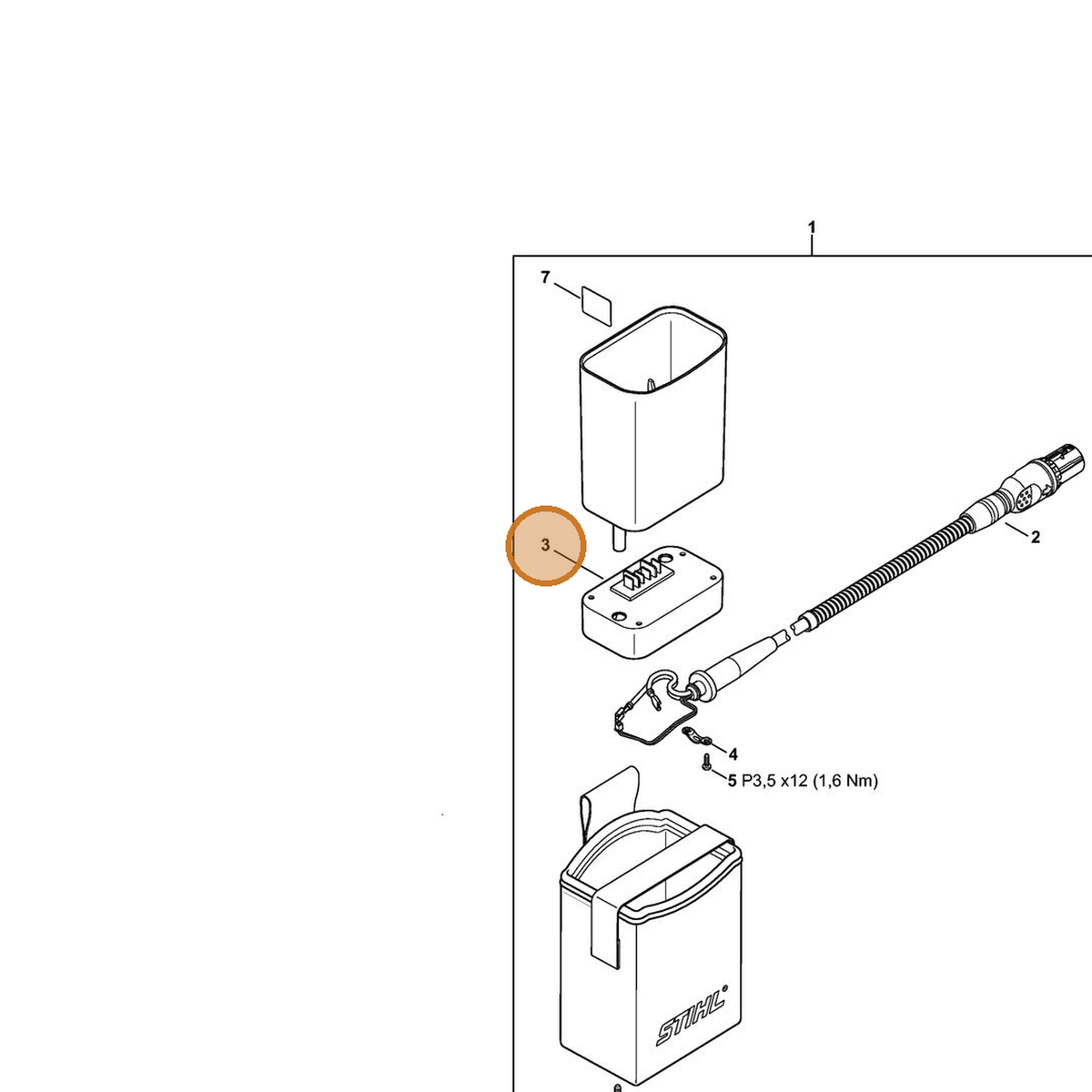 STIHL part 4850-430-8000 — IPL diagram snippet (6x zoom, amber highlight)