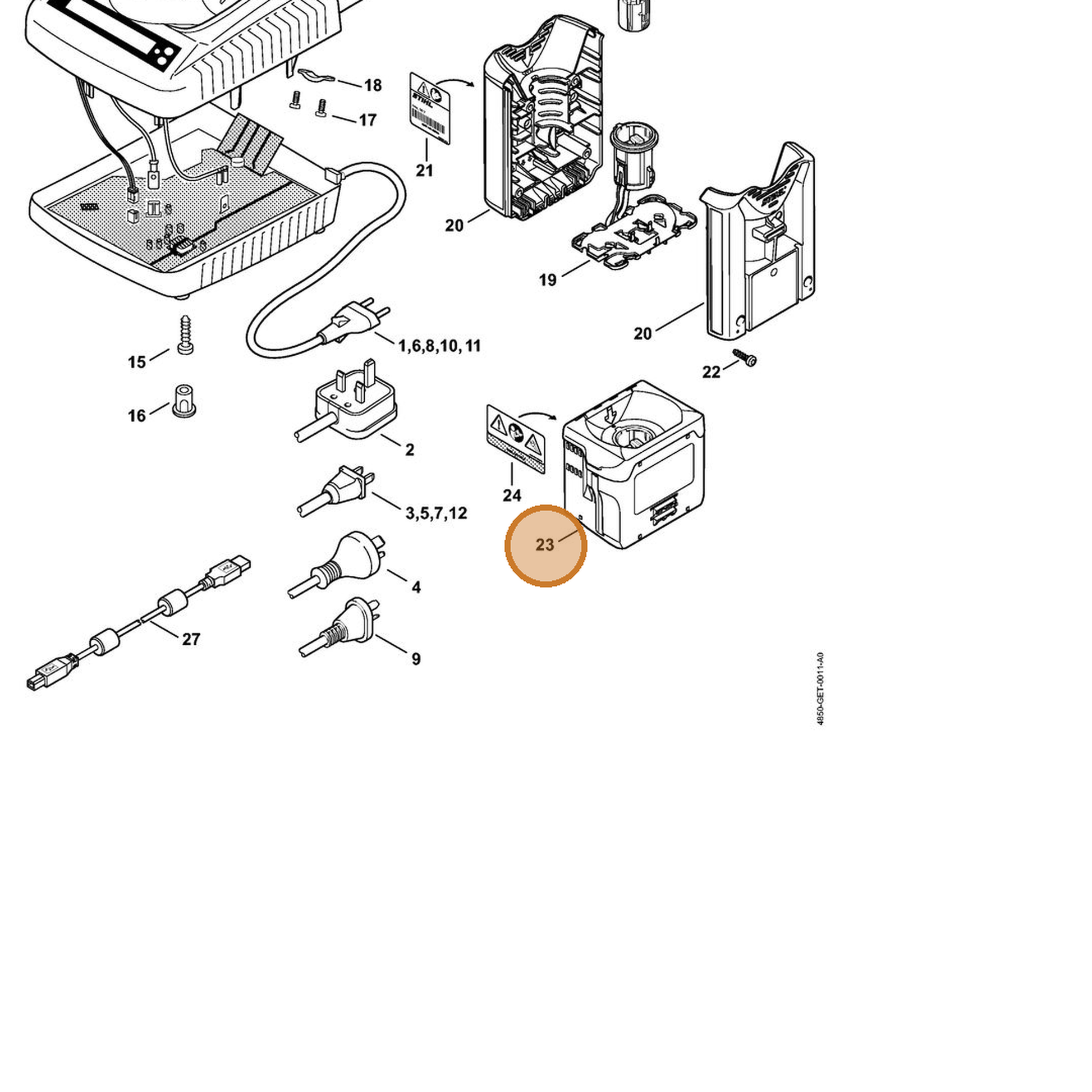 STIHL part 4850-440-0506 — IPL diagram snippet (6x zoom, amber highlight)