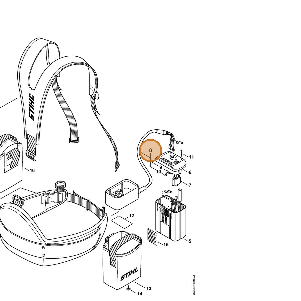 STIHL part 4850-440-3004 — IPL diagram snippet (6x zoom, amber highlight)