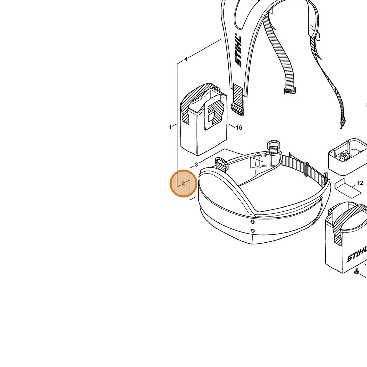 STIHL part 4850-490-0200 — IPL diagram snippet (6x zoom, amber highlight)