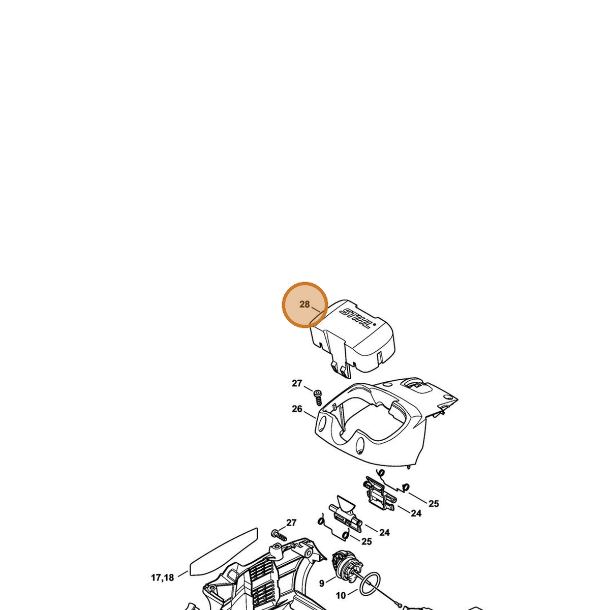 STIHL part 4850-602-0900 — IPL diagram snippet (6x zoom, amber highlight)
