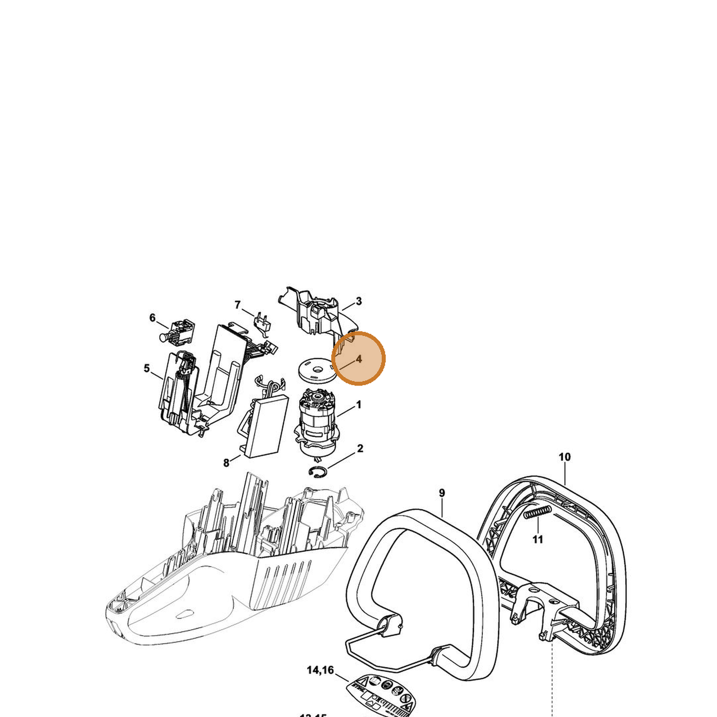 STIHL part 4851-084-2600 — IPL diagram snippet (6x zoom, amber highlight)