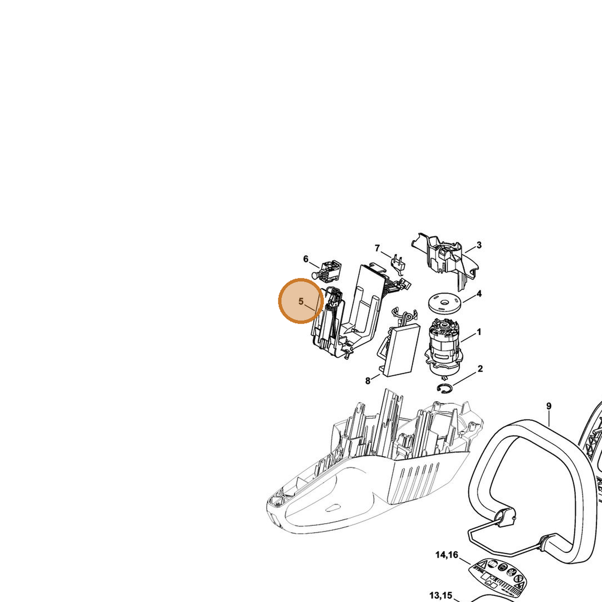 STIHL part 4851-400-0600 — IPL diagram snippet (6x zoom, amber highlight)