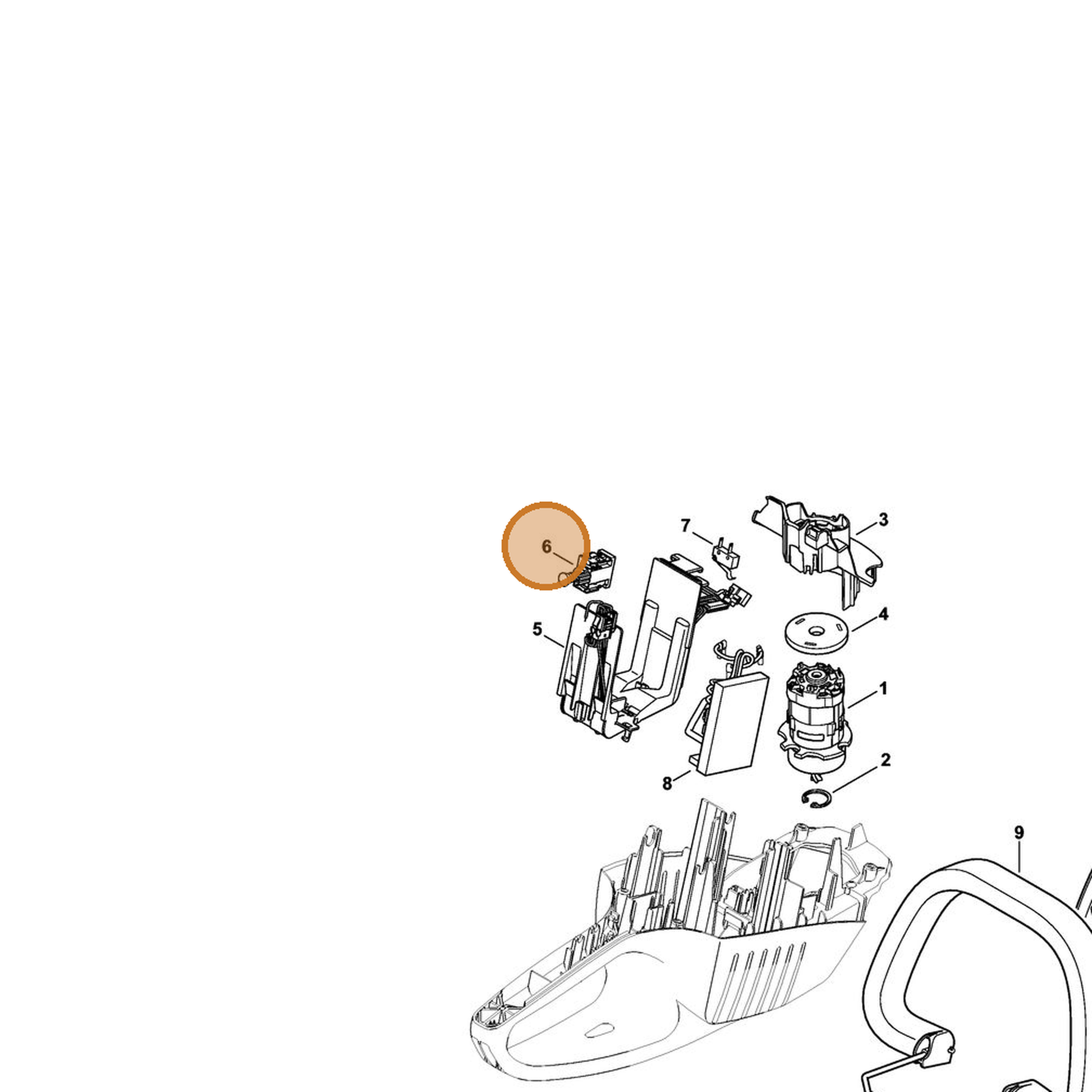 STIHL part 4851-430-0502 — IPL diagram snippet (6x zoom, amber highlight)
