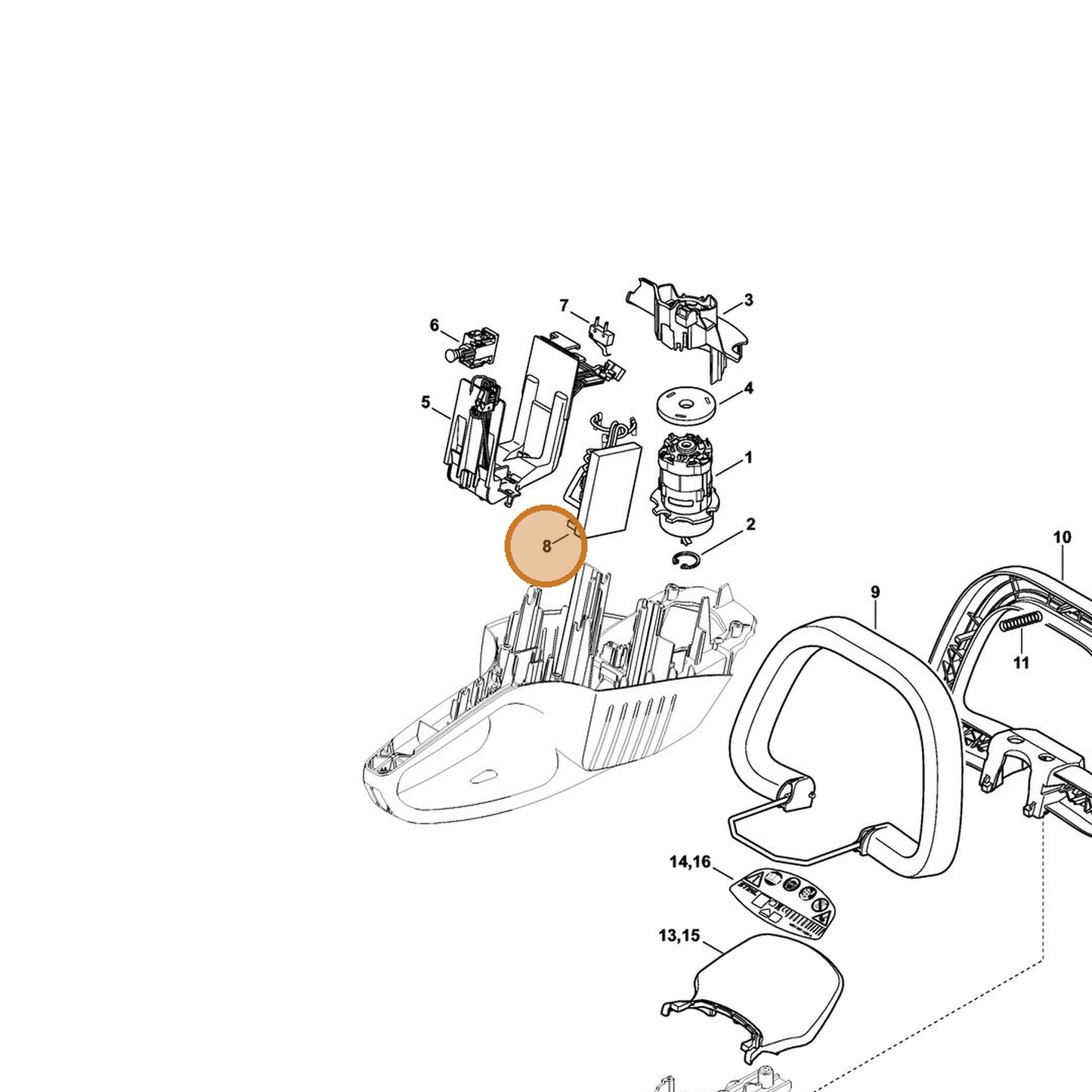 STIHL part 4851-430-1405 — IPL diagram snippet (6x zoom, amber highlight)