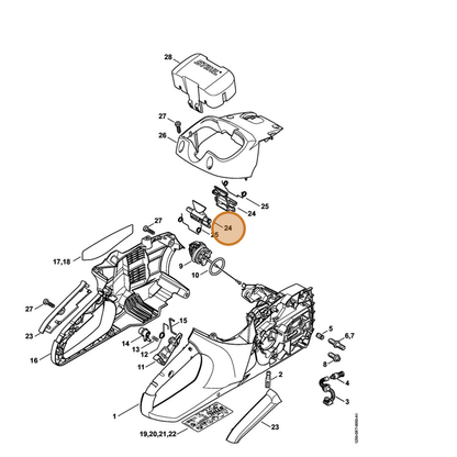 STIHL part 4851-430-9800 — IPL diagram snippet (6x zoom, amber highlight)