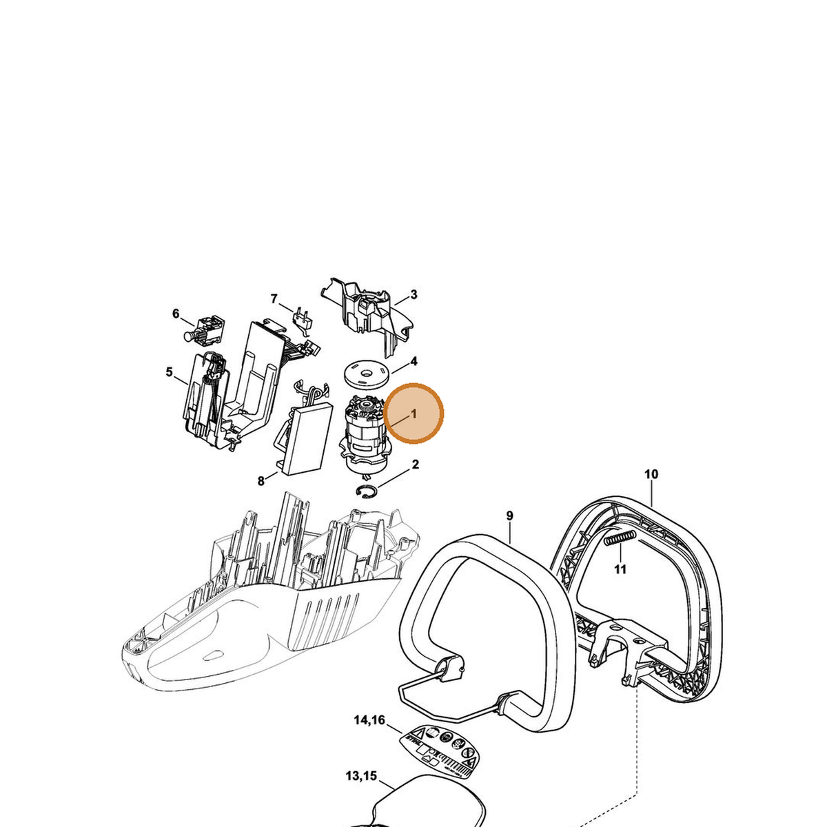 STIHL part 4851-600-0206 — IPL diagram snippet (6x zoom, amber highlight)