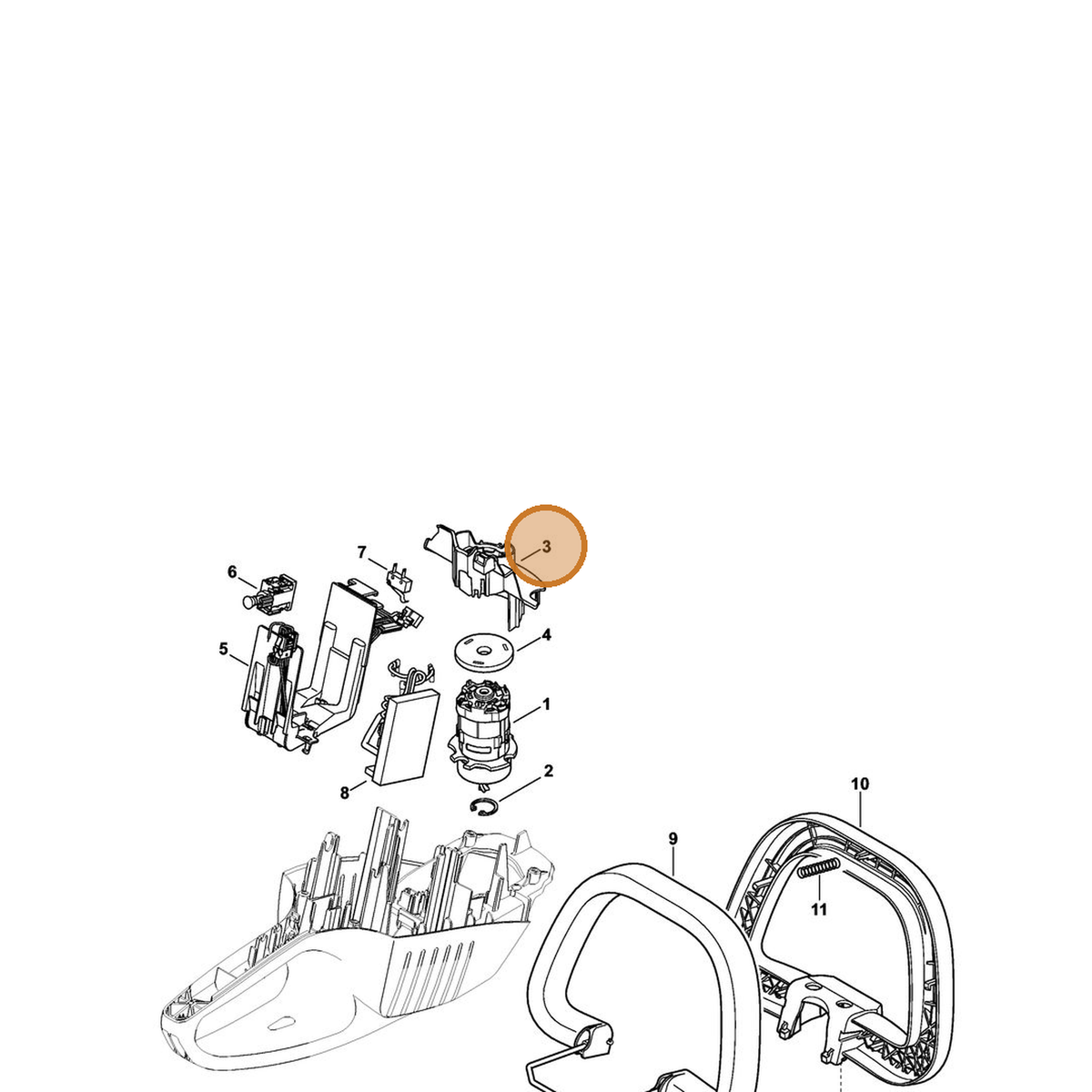 STIHL part 4851-602-2201 — IPL diagram snippet (6x zoom, amber highlight)