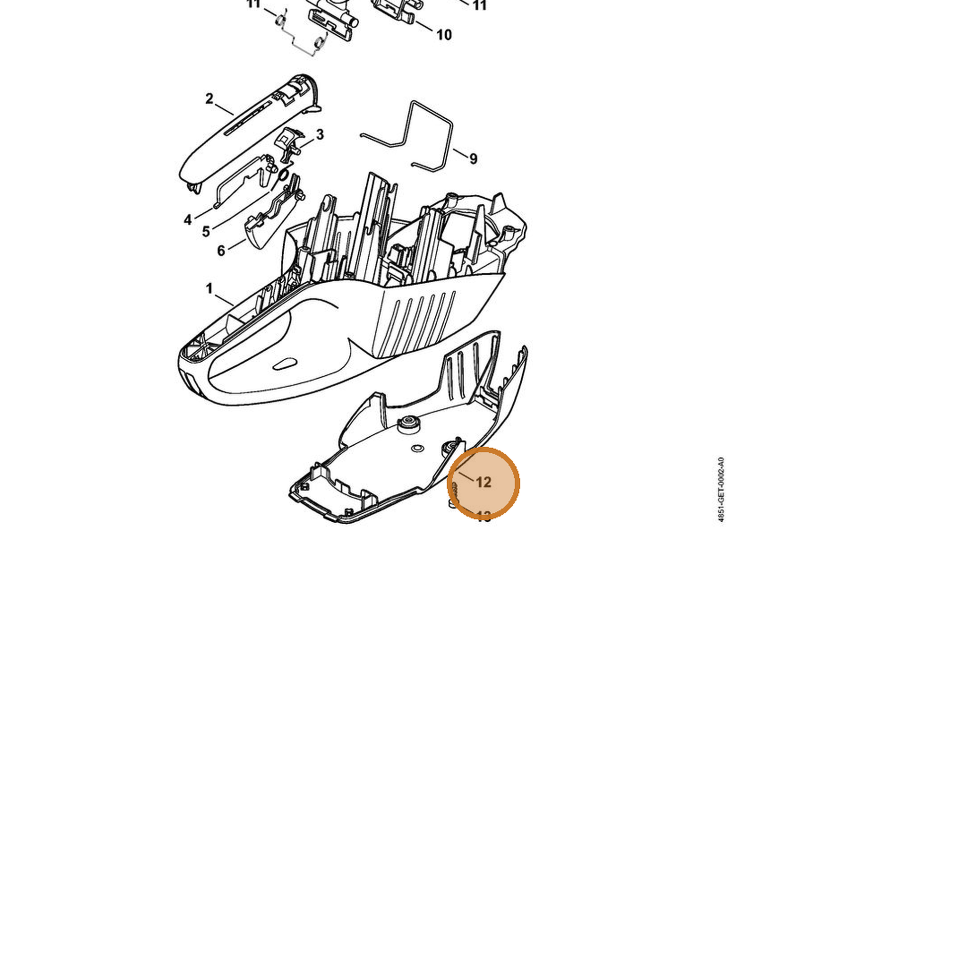 STIHL part 4851-641-0400 — IPL diagram snippet (6x zoom, amber highlight)