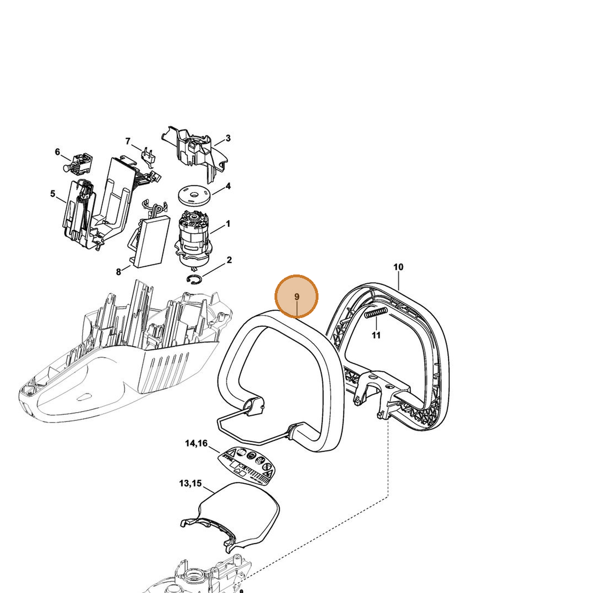 STIHL part 4851-790-8701 — IPL diagram snippet (6x zoom, amber highlight)