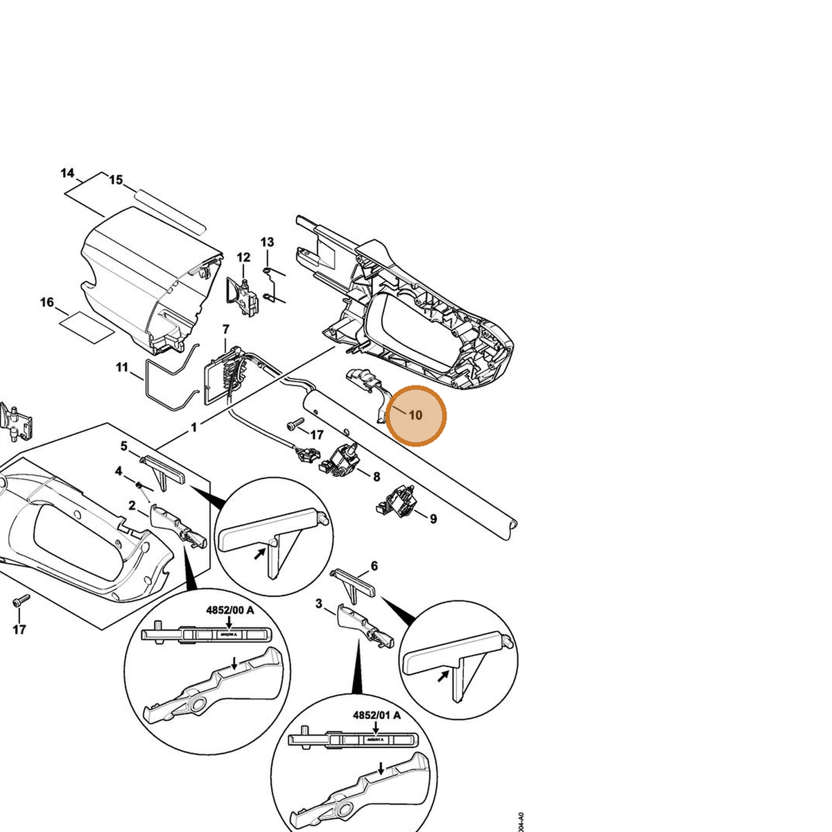 STIHL part 4852-435-2800 — IPL diagram snippet (6x zoom, amber highlight)