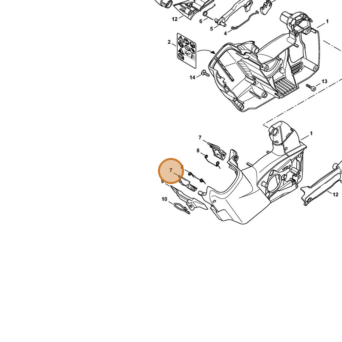 STIHL part 4852-435-7301 — IPL diagram snippet (6x zoom, amber highlight)