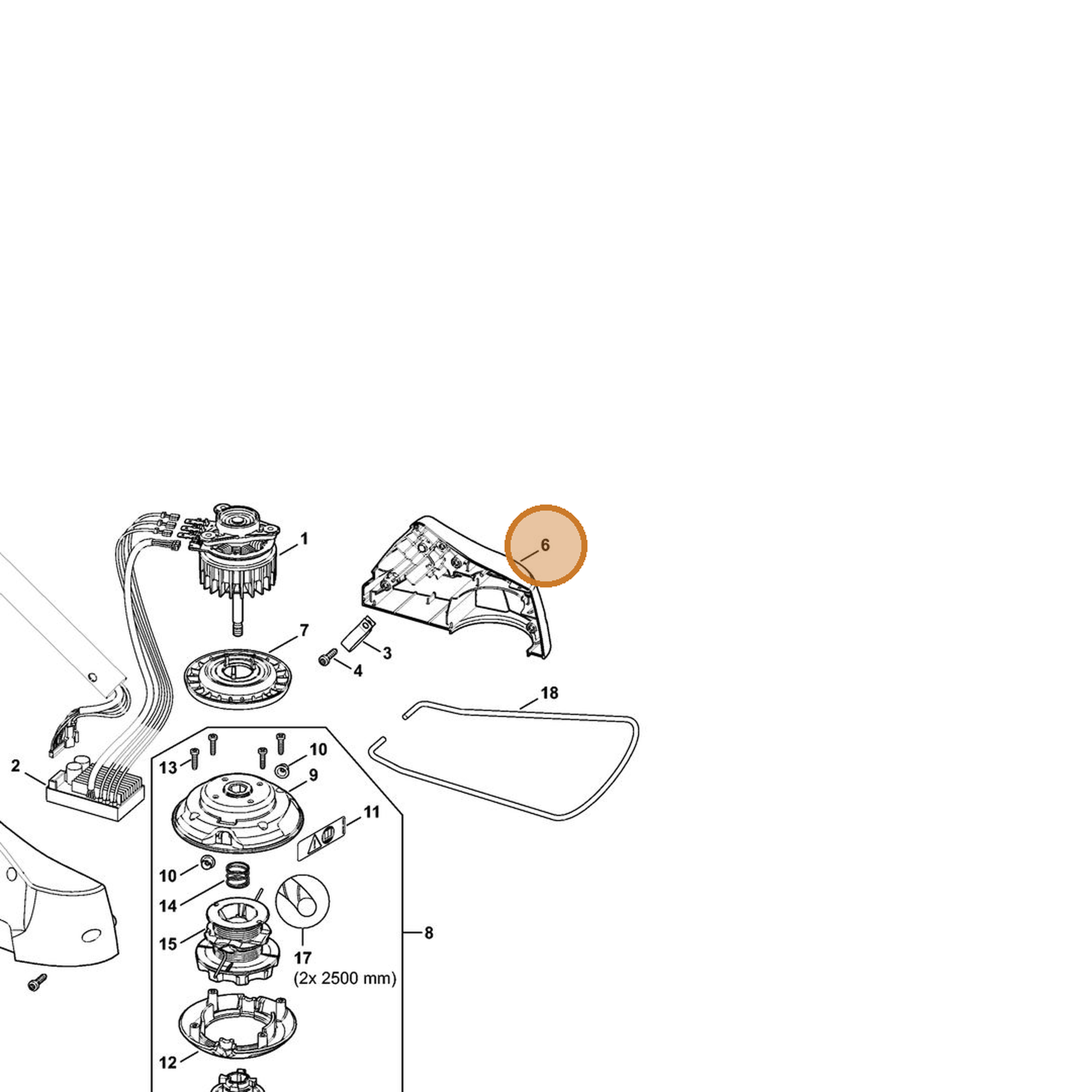 STIHL part 4852-602-1203 — IPL diagram snippet (6x zoom, amber highlight)
