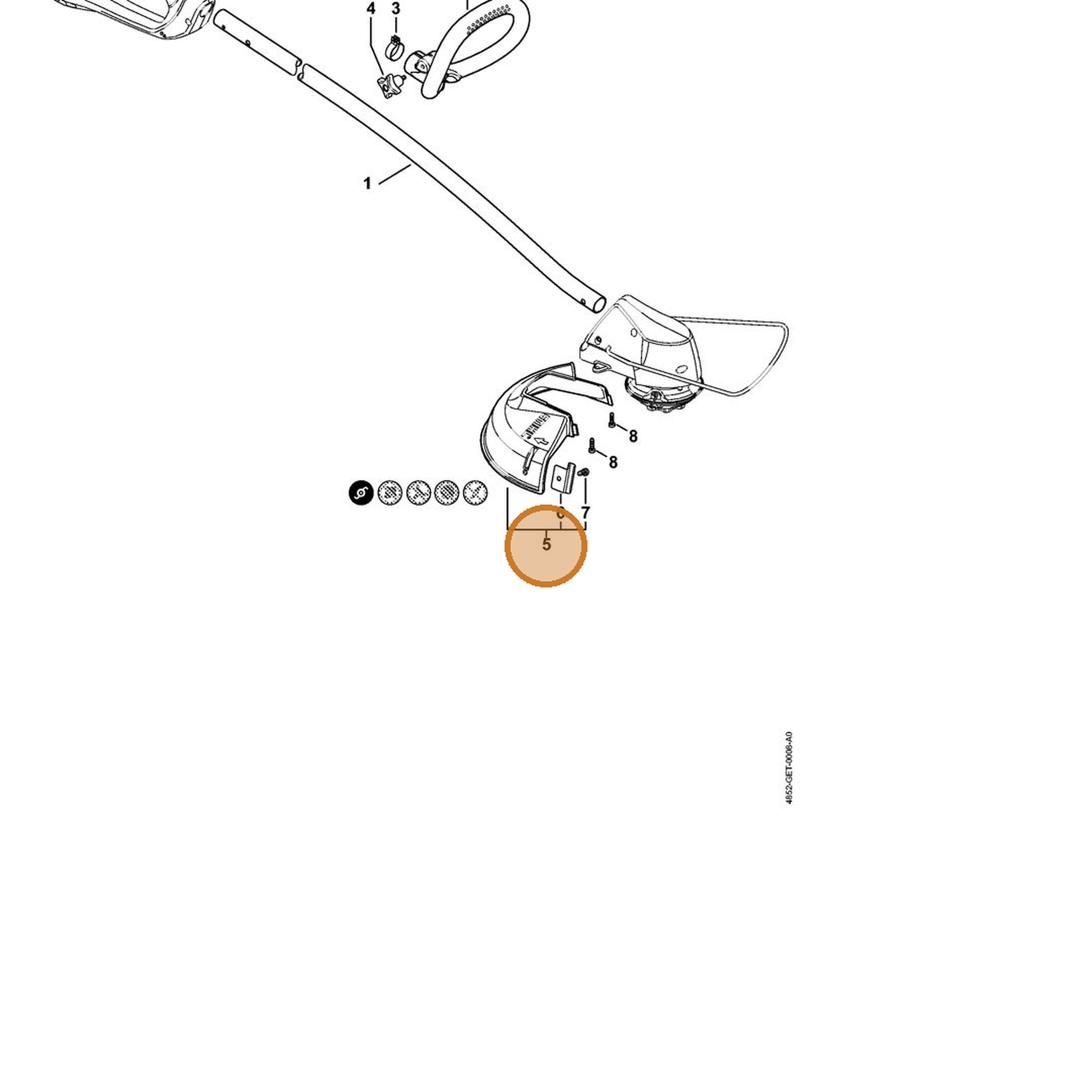 STIHL part 4852-710-8100 — IPL diagram snippet (6x zoom, amber highlight)