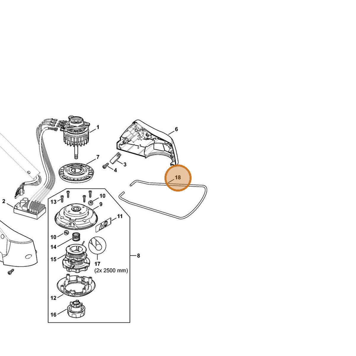 STIHL part 4852-713-3401 — IPL diagram snippet (6x zoom, amber highlight)