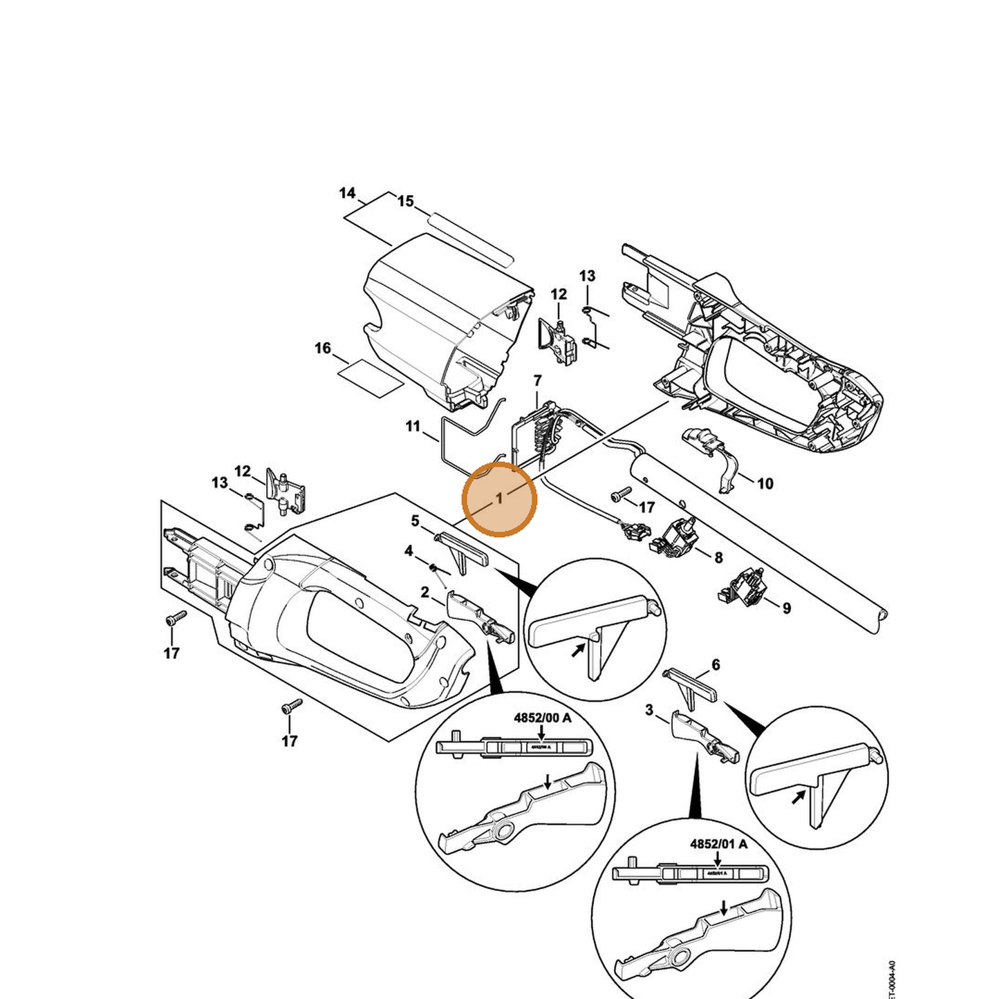STIHL part 4852-790-1051 — IPL diagram snippet (6x zoom, amber highlight)