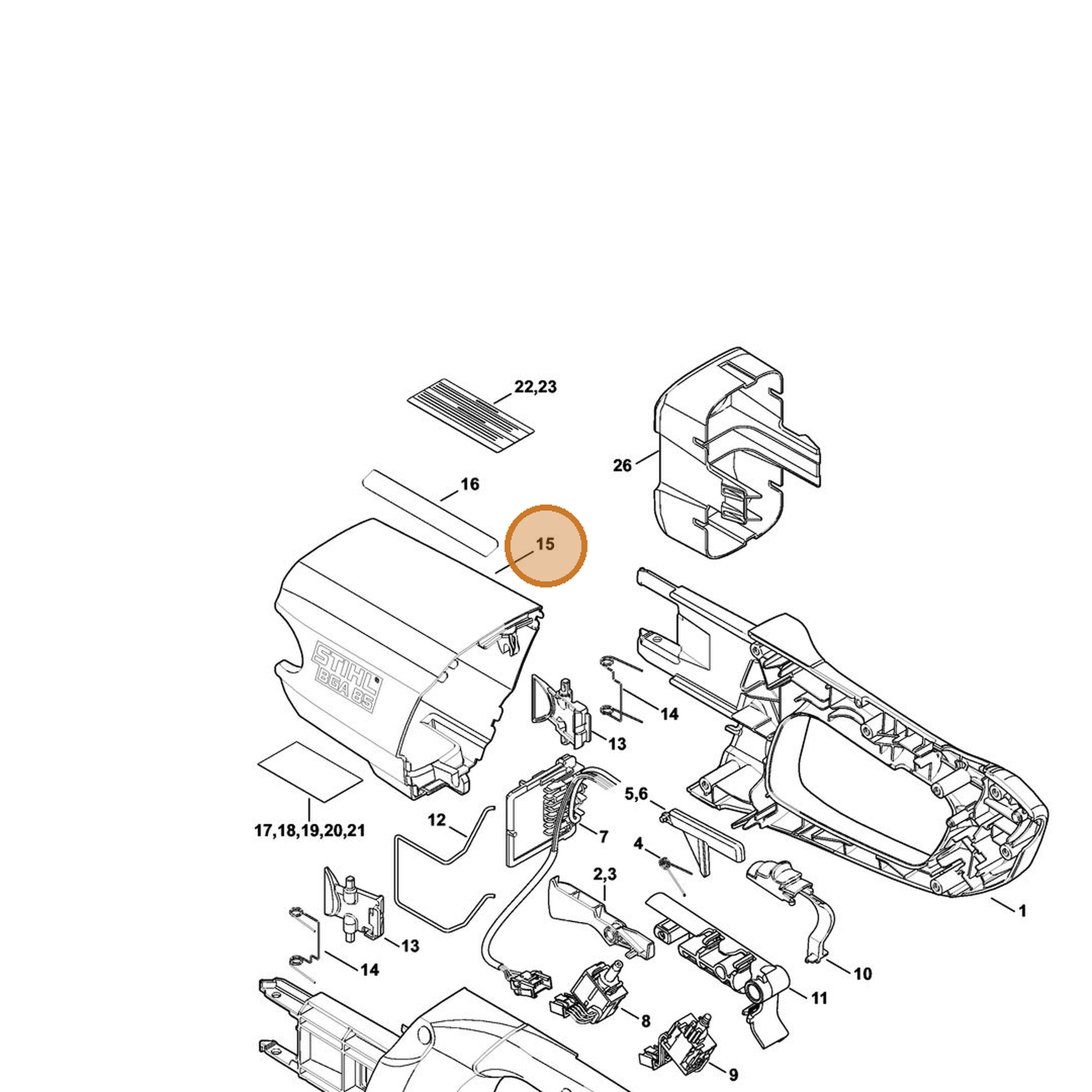STIHL part 4853-600-3501 — IPL diagram snippet (6x zoom, amber highlight)