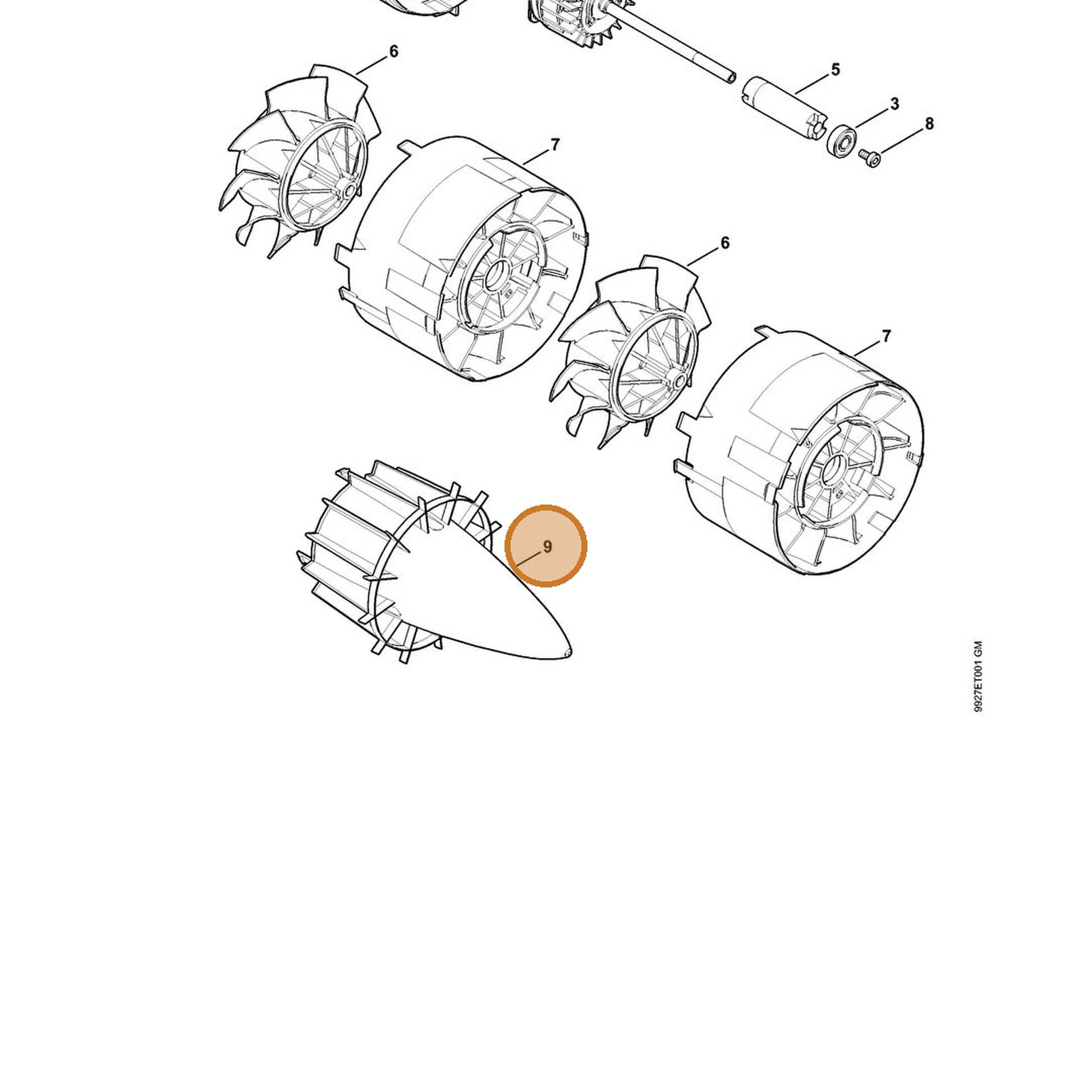 STIHL part 4853-761-0300 — IPL diagram snippet (6x zoom, amber highlight)