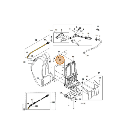 STIHL part 4854-007-1300 — IPL diagram snippet (6x zoom, amber highlight)