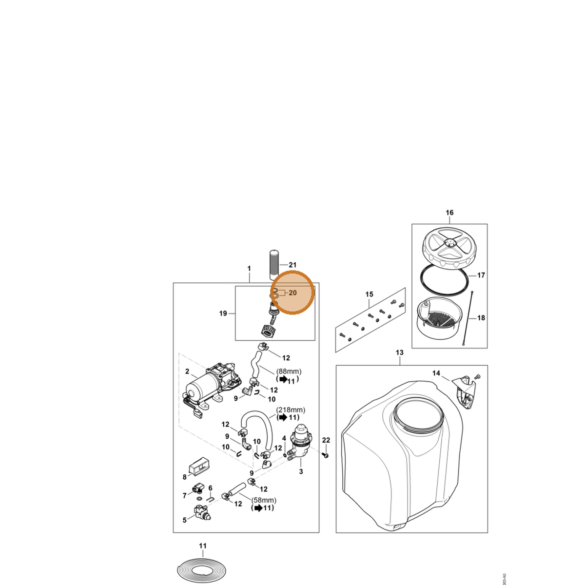 STIHL part 4854-007-1600 — IPL diagram snippet (6x zoom, amber highlight)