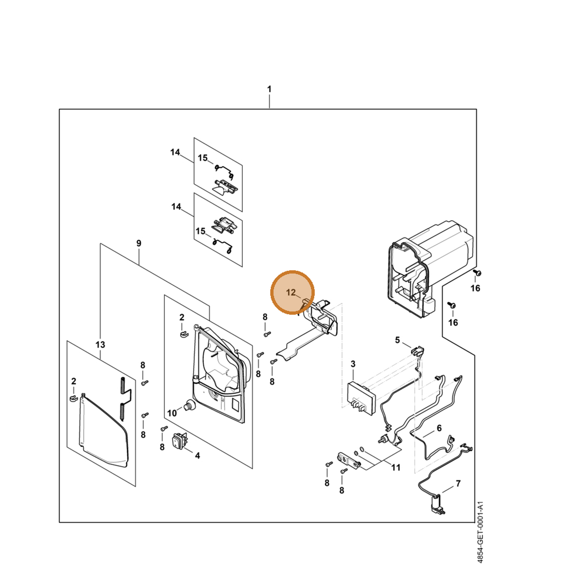 STIHL part 4854-430-6800 — IPL diagram snippet (6x zoom, amber highlight)